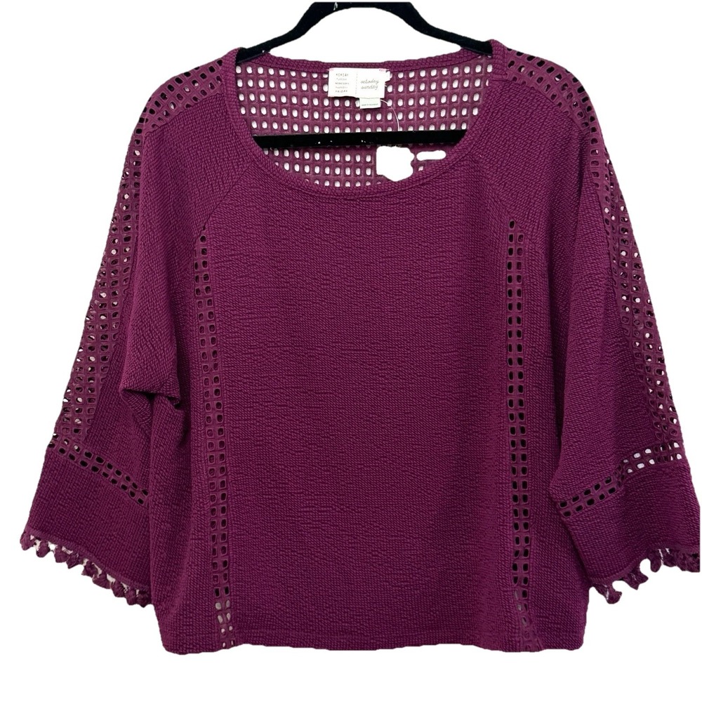 NWT Anthropologie‎ Olanda Tasselled Purple Crochet Knit Boho Top Small Boho - Picture 2 of 16